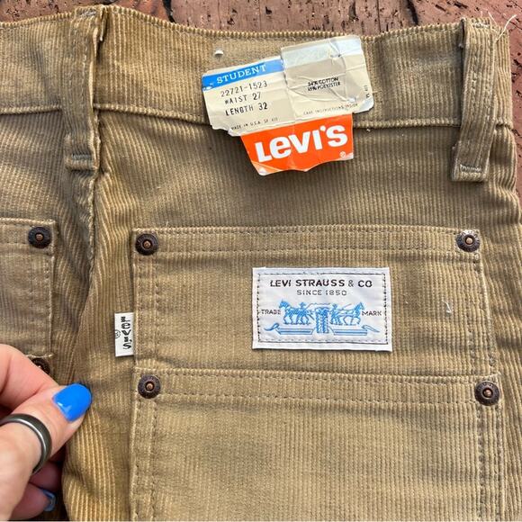 Vintage 80s Levi’s 721 Student 27x32 Tan Corduroy Carpenter Pants Deadstock NWT - Picture 8 of 8